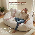 Relefree 70.9" Modern Loveseat Sofa,Oversized Bean Bag Chairs for Adults,Plush Modern Boneless Loveseat,Bean Bag Couch for Reading,Mini Small Couches for Living Room,Bedroom,Apartment,Cream White