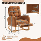 NIOIIKIT Modern Nursery Rocking Chair with Footrest, Teddy Upholstered Recliner Glider Chair with Diamond Shape Back, Tufted Rocking Chair with Side Pocket, Cozy Rocker Reading Chair (Brown)
