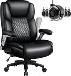 Big and Tall Office Chair 600LBS, Heavy Duty Office Chair for Heavy People, High Back Executive Office Leather Chair with Adjustable Armrests and Lumbar Support, Black Ergonomic Big Tall Chair