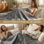 Smart Queen Weighted Blanket for Adults (15 lbs, 48” x 72”, Twin Size) Breathable Heavy Throw Blanket for 120-160 lbs, Soft Thick Blankets with Cooling Glass Beads, All Season, Machine Washable, Grey