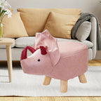 Animal Footstool, Footrest Ottoman, Cartoon, Portable, Adorable Room Decor, Wood Sofa Tea Stool for Guest Room, Bedroom, Playroom, Indoor Outdoor, Pink Dragons