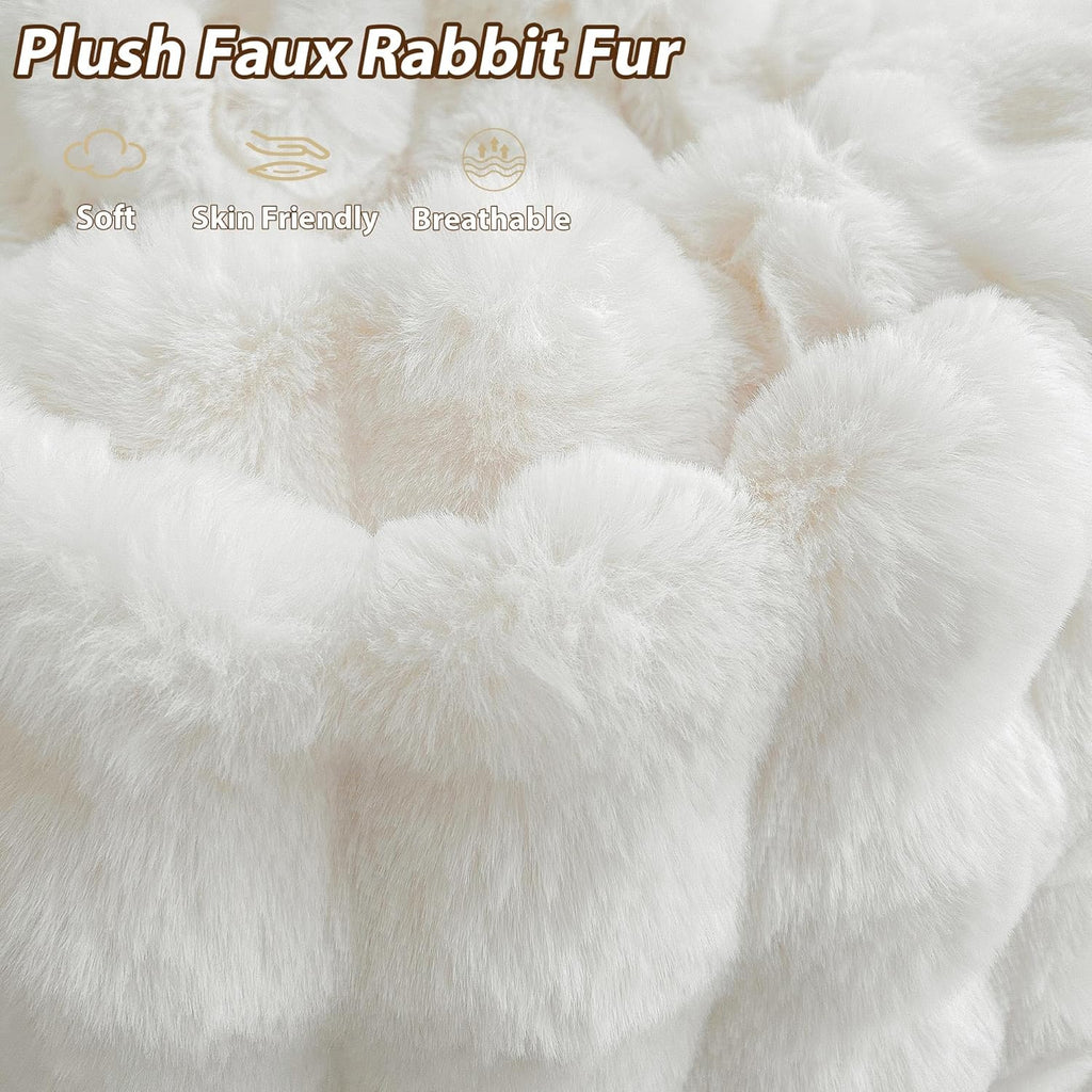 LIFEREVO Fluffy Faux Rabbit Fur Bean Bag Cover (No Filler), Big Luxury Fuzzy Stuffed Animal Storage Bubble Large Bean Bag Chair Home Decor, Comfy Shaggy Furry Beanbag Cover Kids Girls Adults, Beige