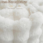 LIFEREVO Kids Faux Rabbit Fur Bean Bag Chair Cover (No Filler), Soft Luxury Fuzzy Stuffed Animal Storage Bubble Bean Bag Home Decor, Comfy Shaggy Furry Beanbag Cover Kids Girls Adults, Beige