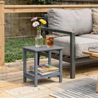 Amazon Basics Outdoor Side Table with Lower Shelf, Weather-Resistant Stainless Steel, 41.91cm x 32cm x 41.91cm, Grey, 1-Pack
