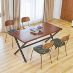 Dining Chairs Set of 4, Upholstered Mid-Century Faux Leather Cushion Seat & Metal Legs with Wood Backrest Easy Assembly Stackable Chairs for Living Room, Kitchen, Restaurant - Dark Green