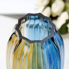 Christmas Flower Glass Vase Blue Gold Two-Toned Floreros Unique Decorative Vase 8.0" Vases Decorations for Centerpieces, Home Decor,Bouquet,Holiday Table