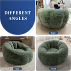 WHGBJA Pumpkin Bean Bag Chair for Adults/Teens with Filler Memory Foam, 5FT Comfy Big Bean Bag Sofa for Gaming, Reading, Relaxing in Living Room, Bedroom (Green)