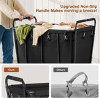 Hoctieon Large Laundry Cart with Wheels, 400L Heavy Duty Laundry Basket Organizer, Rolling Hamper Sorter for Clothes Storage, Industrial Dirty Clothes Hamper for Home & Hotel, Black