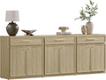 SICOTAS Buffet Cabinet with Storage Tall Modern Accent Storage Cabinet with Doors and Shelves 90 inch Wide Wooden Sideboard Credenza Buffets Console Table Coffee Bar for Kitchen Dining Living Room
