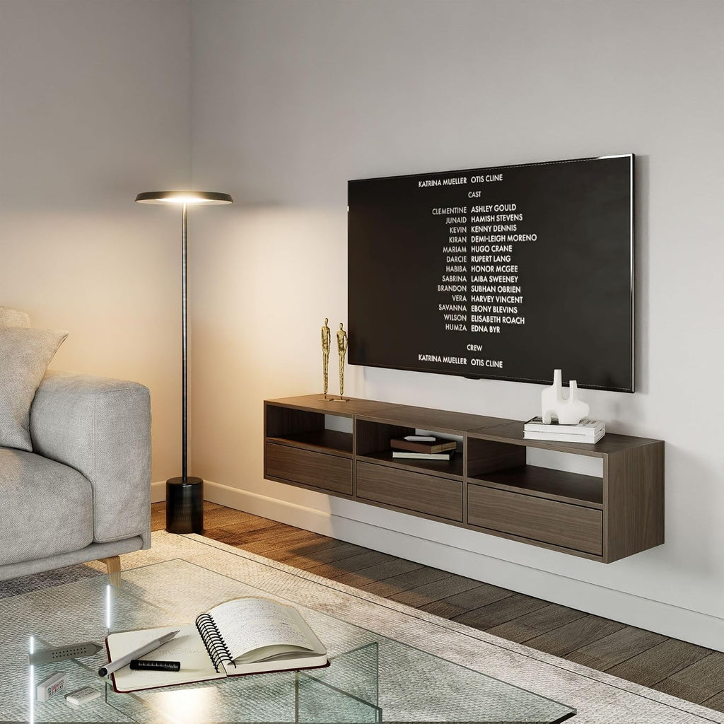 Selsey TV Lowboard - Colour Wisconsin Walnut Modern TV Chest of Drawers 150 x 30 x 30 cm (W x D x H) TV Base Cabinet for Living Room Cabinet with Flaps Push to Open Lowboard Hanging TV Cabinet Wall
