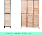 3 Panel Room Divider, 6Ft Wood Folding Privacy Screen, Free Standing Room Separator for Home Office Bedroom, Wall Partition Dividers with Metal Frame