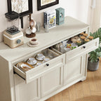 ONBRILL 48 Inches Sideboard Buffet Cabinet with Storage, Farmhouse Sideboard with 2 Drawers and 3 Doors, Wood Coffee Bar Cabinet with Adjustable Shelves for Living Room, Kitchen, Hallway, White