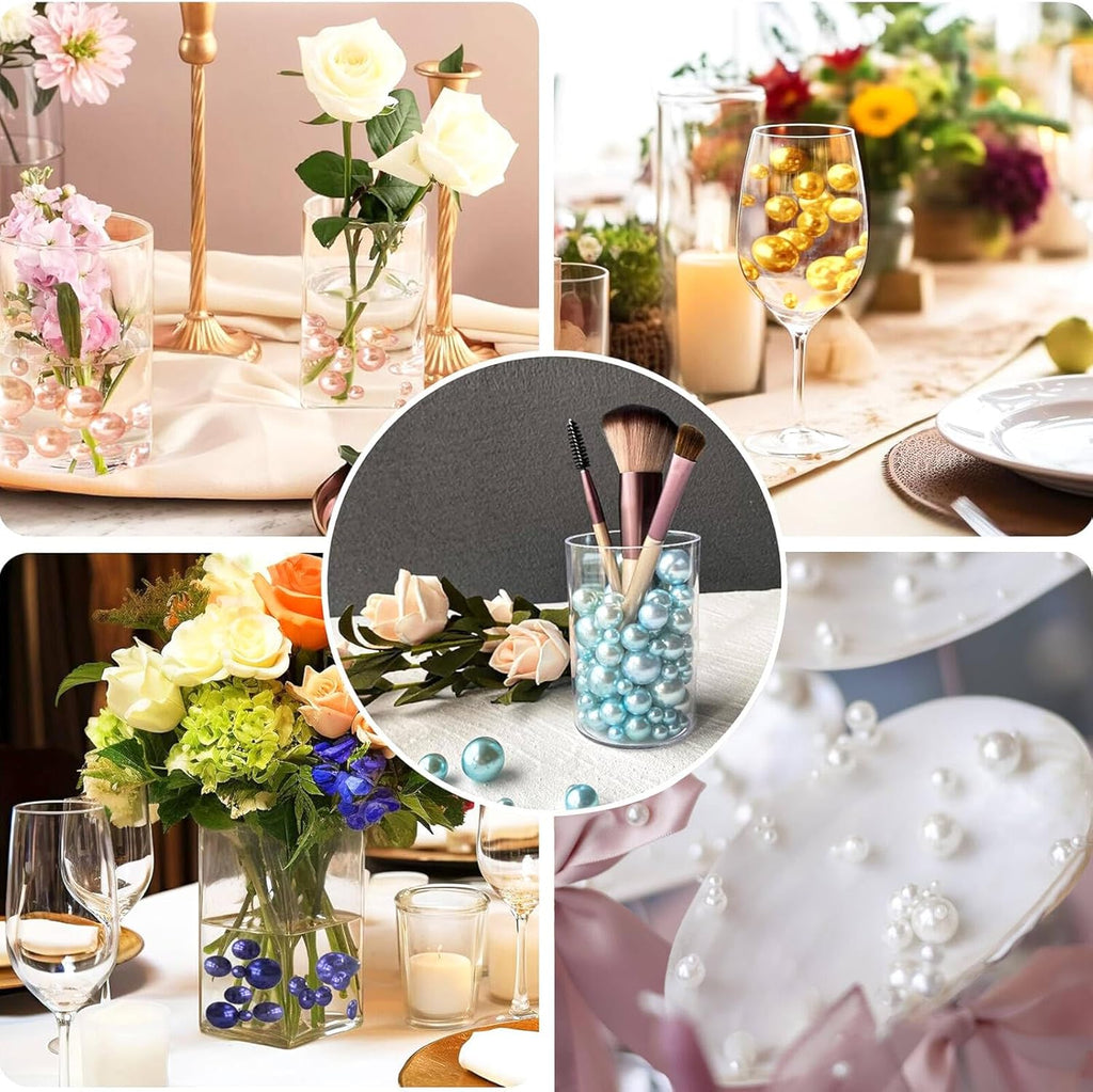 Vase Filler Beads 50PCS Dark Purple Floating Bead for Centerpieces Vases Fake Pearl for Floating Candles Wedding Table Birthday Theme Party Home Decor Makeup Brush Beads No Hole 20/14/10mm