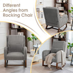COCO DESIGN Corduroy Upholstered Rocking Chair for Nursery, Padded Seat & Back, Sturdy Wood Rockers for Living Room, Nursery, Bedroom Relaxation (Dark Grey)