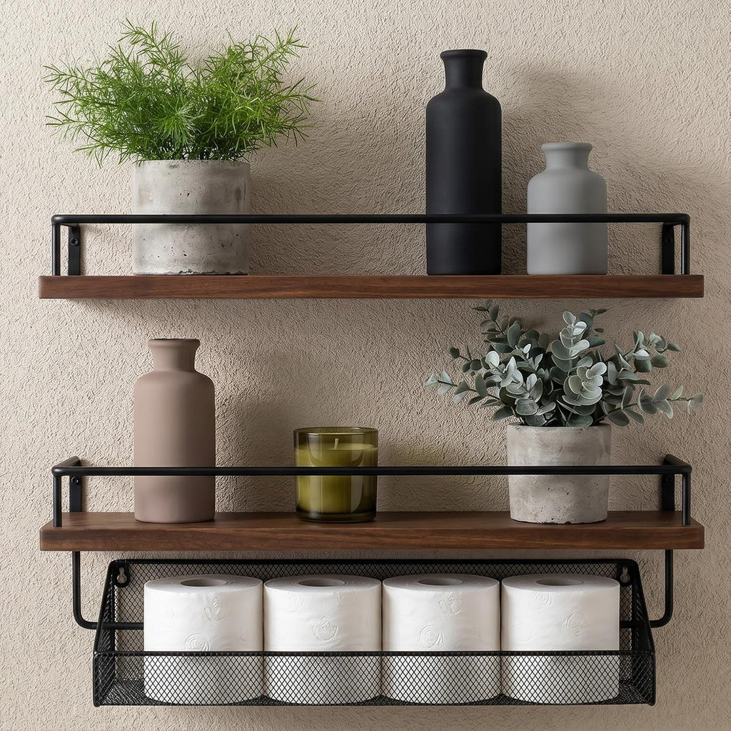 Ceramic Vase Set of 3, Modern Minimalist Neutral Home Decor, Boho Rustic Farmhouse Decorative Vases for Pampas Grass Dried Flowers | Table Centerpiece Entryway Mantel Bookshelf(Black Mix Set - Gray#2)
