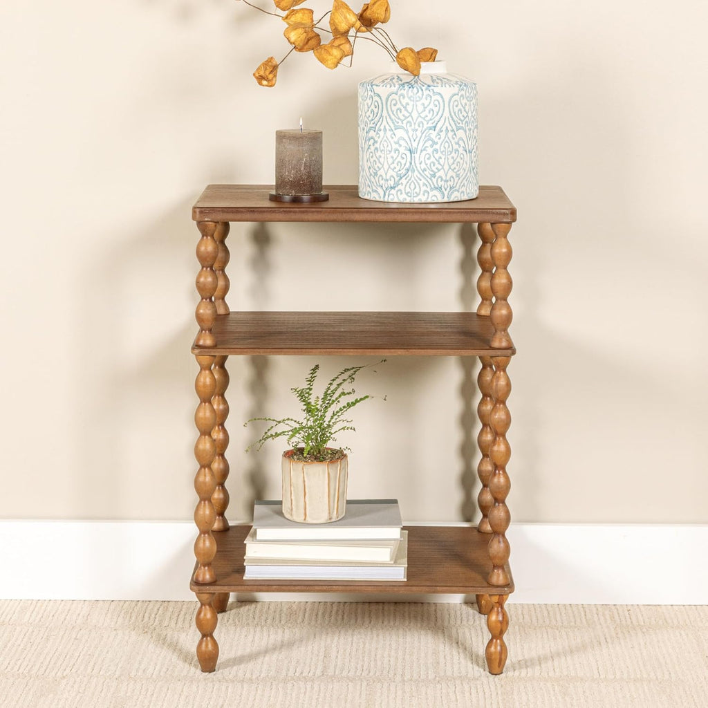 Creative Co-Op Bobbin Leg Rectangle Wood Accent Table, Walnut