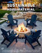 Adirondack Chair Set of 4, HDPE Folding Adirondack Chair with Multifunctional Cup Holder, Weather Resistant Fire Pit Chair for porches, patios, poolsides, Decks.