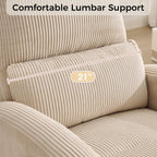 Power Swivel Rocker Recliner, Swivel Glider Nursery Electric Recliner Chair with Lumbar Support, Upholstered Rocking Recling Chairs for Adults Nursery, Living Room, Bedroom, Corduroy Camel