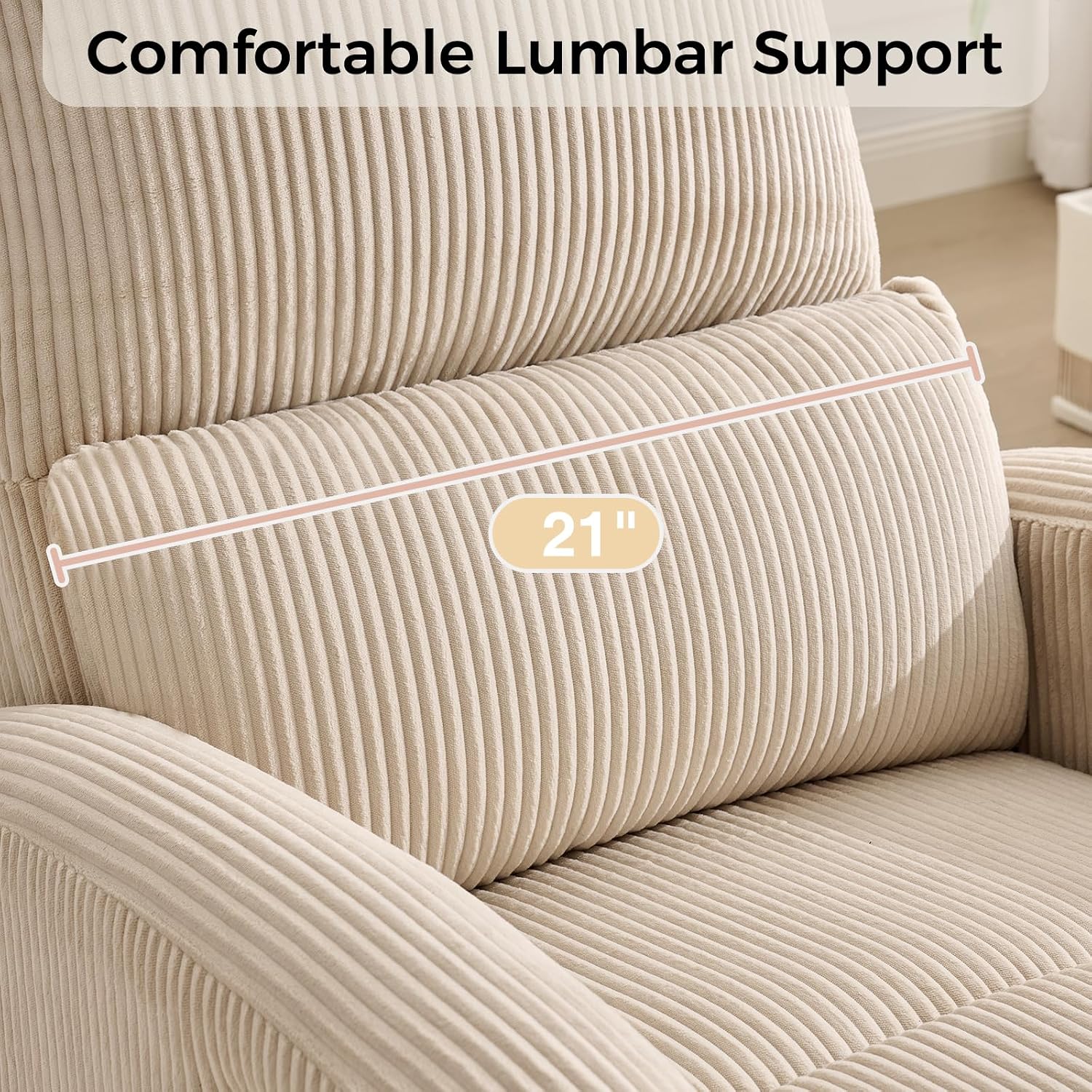 Power Swivel Rocker Recliner, Swivel Glider Nursery Electric Recliner Chair with Lumbar Support, Upholstered Rocking Recling Chairs for Adults Nursery, Living Room, Bedroom, Corduroy Camel