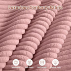 Corduroy Ottoman 30.3 Inch - No Assembly Needed Foot Rest Stool, Plush Sag-Free Cloud Boneless Ottoman for Living/Bedroom (Pink)
