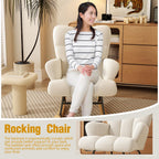 VIRRMO Glider Rocking Chair for Bedroom Chair, Comfy Accent Chair Reading Chair with High Backrest Armchair Teddy Soft Upholstered Living Room Chairs for Nursery Bedroom Home (Milky White)
