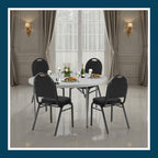 OEF Furnishings OEF9260-BT/2 Commercial-Grade Dome Back Banquet Stack Chair (Black Fabric, Black Powder-Coated Frame, 2-Pack)