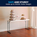 Flash Furniture Kathryn 5' Rectangular Plastic Folding Table, Long Plastic Foldable Table for Indoor/Outdoor Events, White