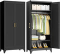 Polup 71" Tall Metal Armoire Wardrobe Closet with 2 Doors, Heavy Duty Steel Clothing Storage Cabinet with Hanging Rod & Adjustable Shelves, Freestanding Modern Locker Organizer for Bedroom, Office