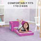 Delta Children Cozee Kids Couch 2-Seater Kids Sofa, Convertible 2-in-1 Flip Open Toddler Couch Sleeper, Foam Chair for Playroom & Bedroom, Bed Lounger, Comfy Play Sleeping Lounge Chair, Unicorn