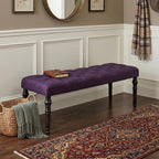 Roundhill Furniture Leviton Fabric Tufted Turned Leg Dining Bench, Purple
