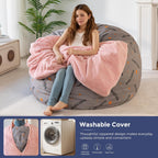 MAXYOYO Bean Bag Chair, Soft Bean Bag Sofa with Supportive Foam Filling | Plush Bean Bag Sofa with Supportive Foam Filling, Floor Sofa Seat with Side Pocket and Washable Cover, Pink, 3FT
