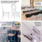 Efavormart Stackable Clear Acrylic Phoenix Chiavari Ghost Chair, Transparent Resin Armless Oval Back Chair