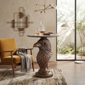 Eagle Head Accent Side Table - End Table with Faux Marble Top Unique Eagle Statue Decor for Living Room Bedroom Entryway Elegant Animal Sculpture Modern Classical Decoration, Bronze