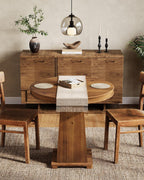 LITTLE TREE Solid Wood Round Dining Table, 31.5" Small Kitchen Table for 2, Modern Farmhouse Dinner Table for Dining Room, Kitchen, Living Room, Artistic Geometric Base, Table Only (Rustic Brown)