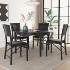VECELO Folding Dining Chairs Set of 2, Metal Padded Foldable Seating with Comfortable Faux Leather, Space-Saving Portable Guest Seats for Kitchen & Office, No Assembly, Black