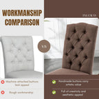 Tufted Upholstered Parsons Dining Chair Set Fabric Diner Accent Stylish Modern Kitchen Living Room with Button Sturdy Solid Wood Legs, 2-Pack