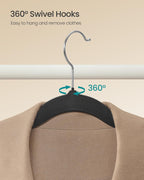 SONGMICS Velvet Hangers 100 Pack, Non-Slip Clothes Hangers with Silver-Colored Swivel Hooks, Slim Space-Saving for Closet, Heavy-Duty, Black UCRF026BZ02S