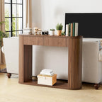 42.5” Console Table with 2 Drawers, Fluted Entryway Table with Rounded Corners, Rectangular Sofa Table Behind Couch for Living Room, Hallway, Foyer (Walnut)