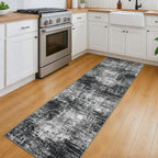 KILOCOCO Modern Abstract Runner Rug 2x6 ft Washable Hallway Runner Rug Non Slip Soft Printed Kitchen Runners for Hallways Entryway Bedside Laundry Room Floor Runners, Black/Grey