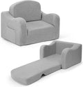 Airpanda Cozy Kids Sofa Chair, 2-in-1 Fold-Out Kids Couch for 3-7 Years Old Girls and Boys, Convertible Soft Children's Sofa, Removable Washable Cover,Light Grey