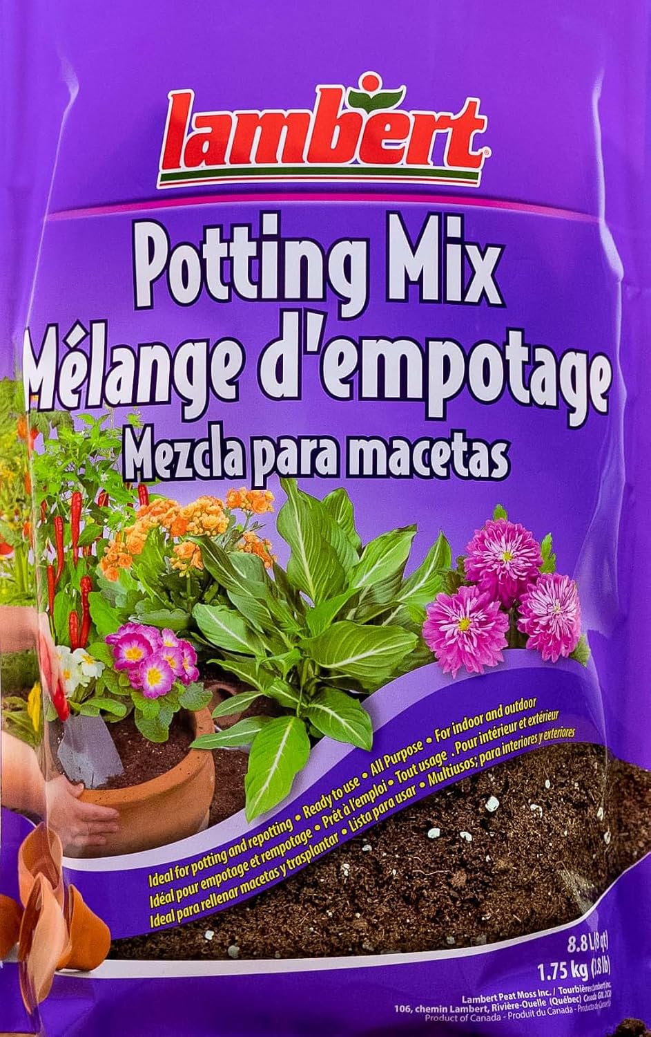 Lambert Potting Mix - Potting Soil Mix for Flowers, Vegetables, Shrubs, Container Plants, Annuals, Perennials, for Indoor and Outdoor - 8 Quarts