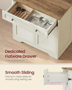 VASAGLE Siren Collection - Buffet Cabinet, Farmhouse Coffee Bar Cabinet with Drawer,Adjustable Shelf, Double Doors, Sideboard, 15.8 x 28.4 x 31.5 Inches, Rustic White and Honey Brown ULSC521WJ01S