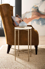 Hooker Melange Je Suis Petit Spot Table with Stone Top on a Gold Metal Base