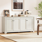 ONBRILL 60" Buffet Cabinet with Storage, 4 Doors Sideboard Buffet Cabinet with Adjustable Shelves, Modern Coffee Bar Console Table for Living Room, Kitchen, Entryway, Grey