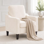 Huatean Hoom Comfy Accent Chair for Living Room, Upholstered Armchair Single Sofa Chair for Bedroom, Office and Waiting Room, Mid Century Modern Reading Chair with Sturdy Legs, Beige