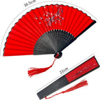 2026 New 5PCS Folding Hand Fans, 8.4" Mysterious Oriental Stylish Vintage Bamboo Silk Fan. Ideal for Dancing, Party, Home Decor and Events (5)