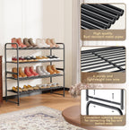 2 Pack Shoe Rack, 2-Tier Metal Stackable Shoe Shelf Storage Organizer, Heavy Duty Wire Shoe Stand for Entryway, Closet, Hallway, Holds 50 LBS, Black
