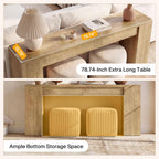 Tribesigns 78.7-Inch Extra Long Console Table for Entryway, Narrow Sofa Table Behind Couch for Living Room, Farmhouse Entrance Entry Table for Foyer with Wooden Double Base, Natural Oak
