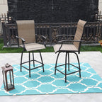 Sophia & William Outdoor Swivel Bar Stool Set of 2 Patio Bar Chair Breathable Textilene for Bistro Lawn All Weather Furniture Set, Brown