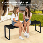53" Outdoor Bench, Patio Backless Garden Bench with Metal Frame for Porch, Entryway, Lawn, Backyard, Black